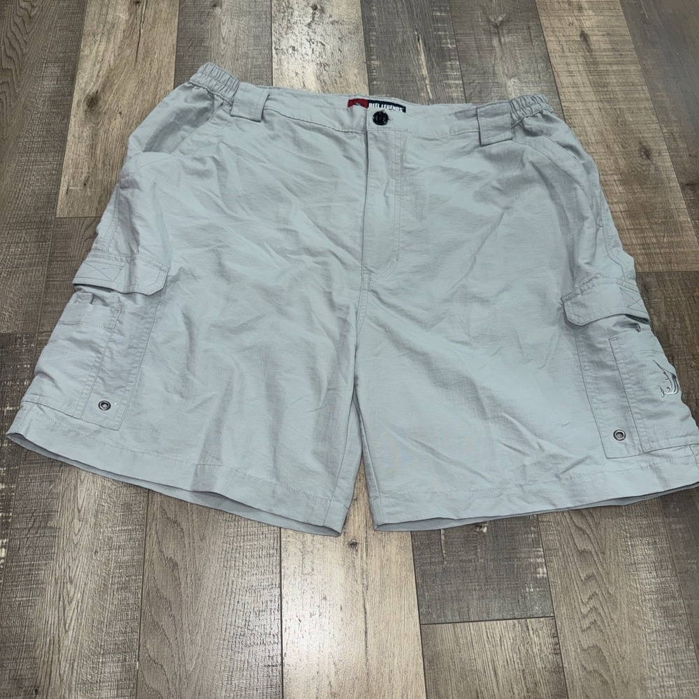 Reel Legends Shorts Mens XL Gray Nylon Pockets Gym Running Casual Fishing